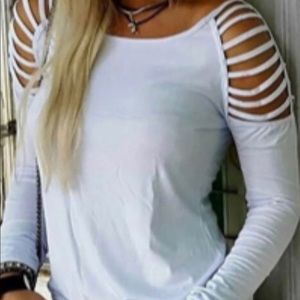 White top with peek-a-boo straps